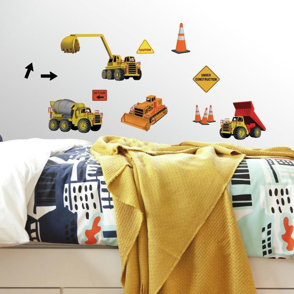 Construction Big Trucks Peel Stick Wall Decals 23 Heavy Equipment Stickers Decor